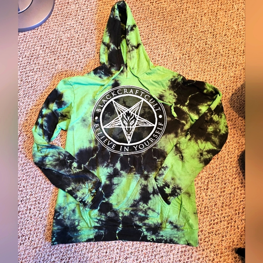 Blackcraft green tie dye hoodie